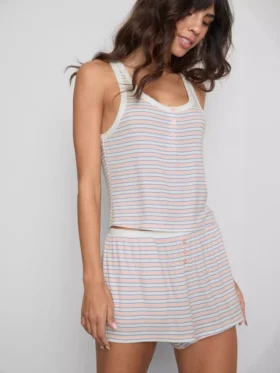 Randig, ribbad pyjamasar-cami-top