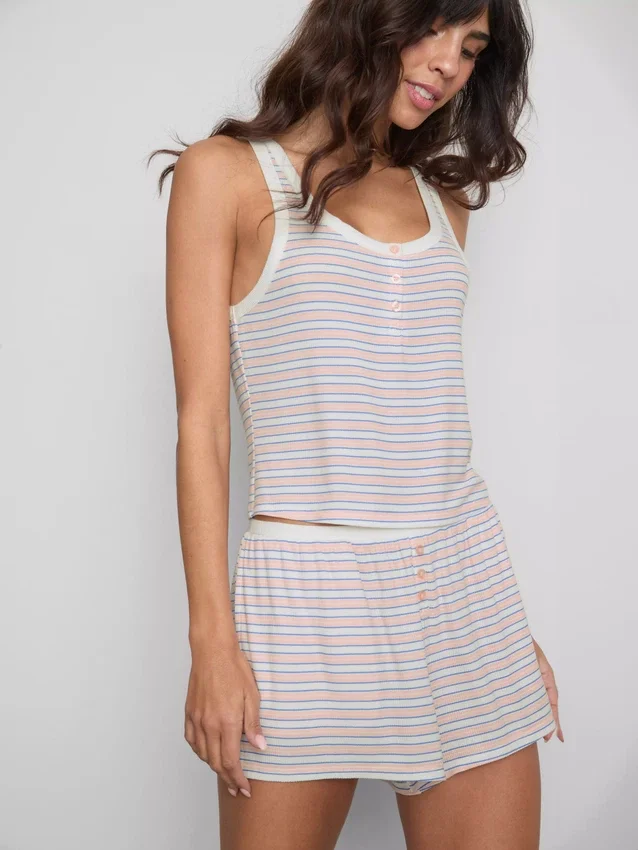 Randig, ribbad pyjamasar-cami-top