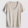 Randig T-shirt i bomull med V-ringning