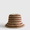 Randig vävd buckethat