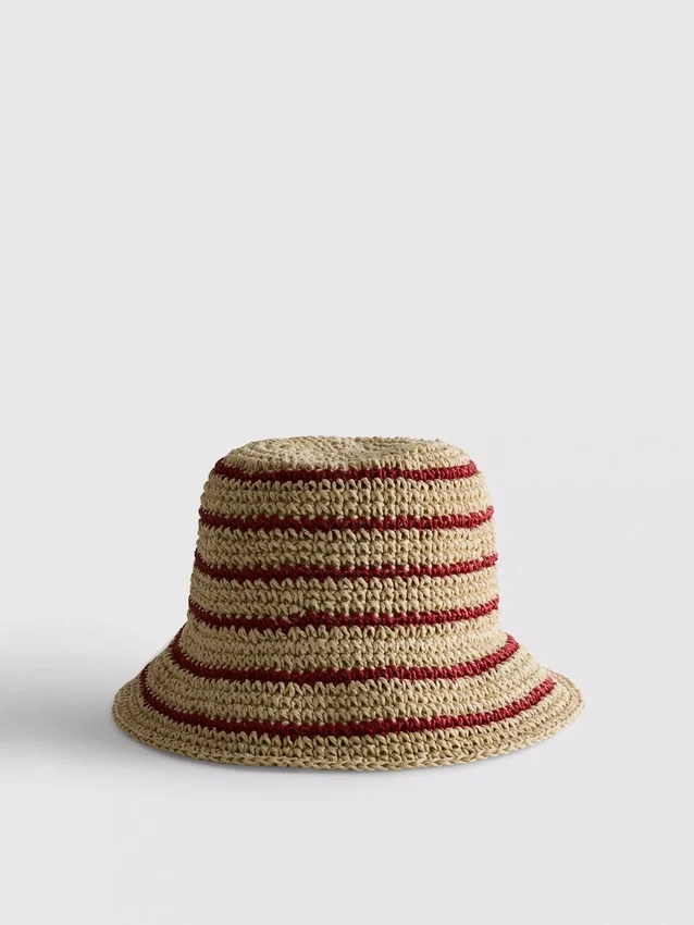 Randig vävd buckethat