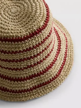 Randig vävd buckethat