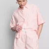 Randiga oxfordshorts med hög midja