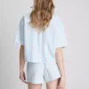 Randiga oxfordshorts med hög midja