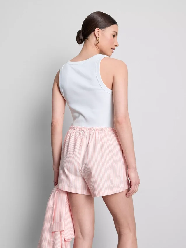 Randiga oxfordshorts med hög midja