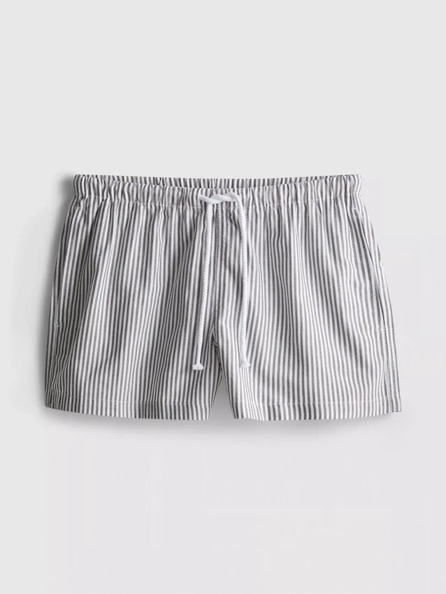 Randiga oxfordshorts med hög midja