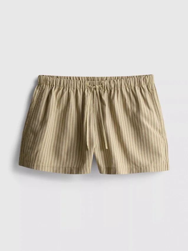Randiga oxfordshorts med hög midja