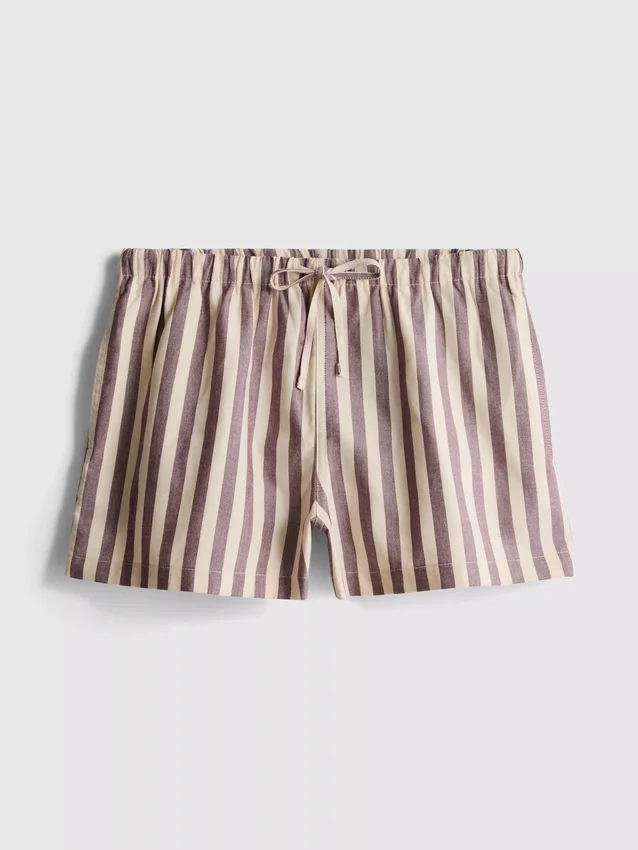Randiga oxfordshorts med hög midja