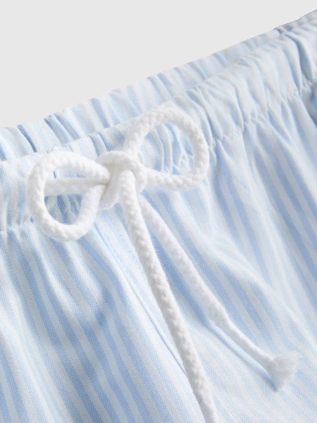 Randiga oxfordshorts med hög midja