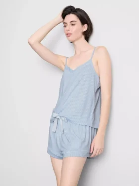 Randiga pyjamasar med kortbyxor och cami-top