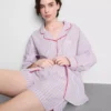 Randiga pyjamasar-shorts i bomull