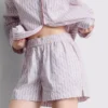Randiga pyjamasar-shorts i bomull