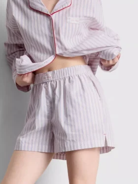 Randiga pyjamasar-shorts i bomull