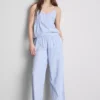 Randiga pyjamasbyxor i bomull i oxford-stil