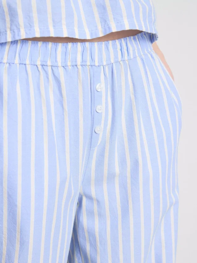 Randiga pyjamasbyxor i bomull i oxford-stil