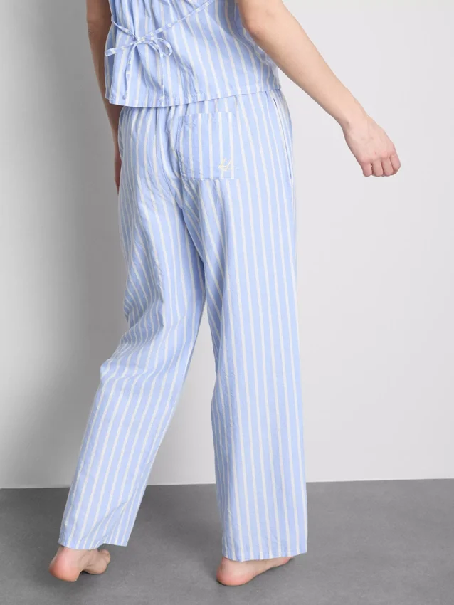 Randiga pyjamasbyxor i bomull i oxford-stil