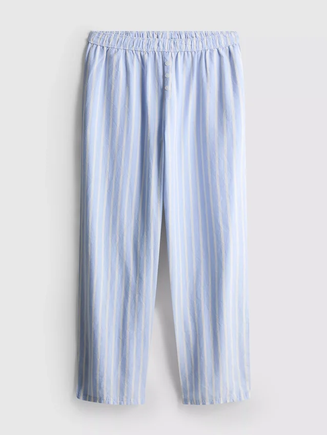Randiga pyjamasbyxor i bomull i oxford-stil