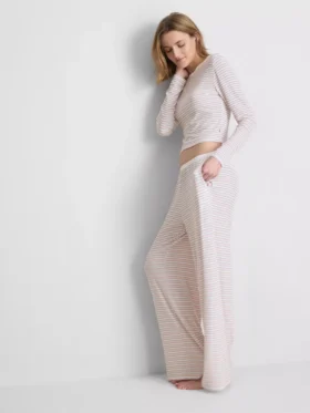 Randiga pyjamasbyxor med ribbad kant