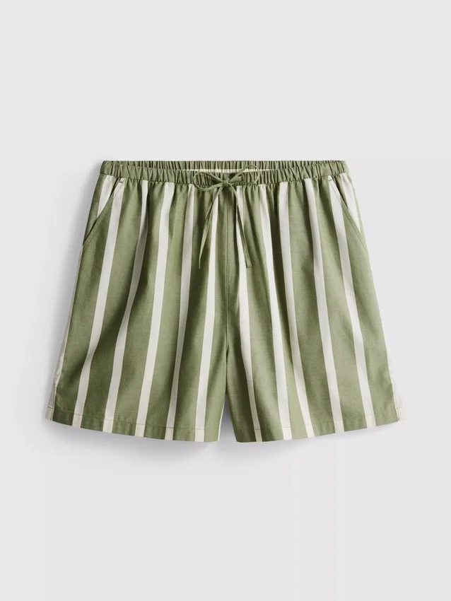 Randiga shorts i bomullspoplin