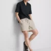 Randiga shorts i linneblandning