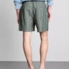 Randiga shorts i linneblandning