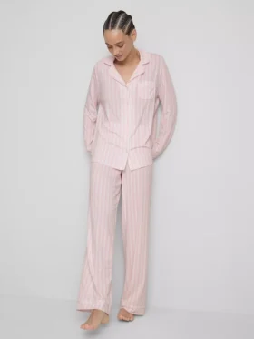 Randige pyjamasar i jersey i boyfriend-stil