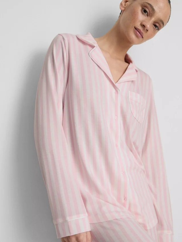 Randige pyjamasar i jersey i boyfriend-stil