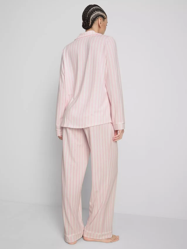 Randige pyjamasar i jersey i boyfriend-stil