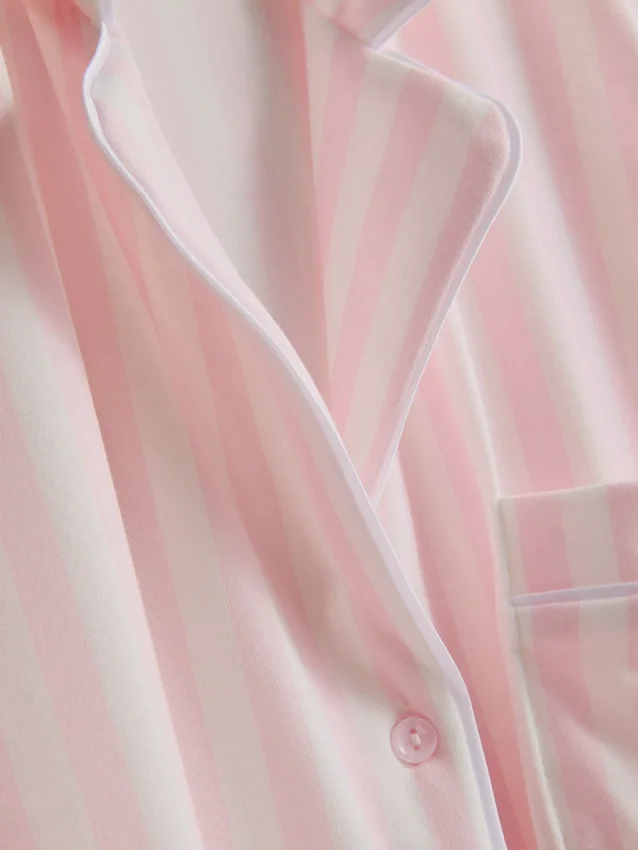 Randige pyjamasar i jersey i boyfriend-stil