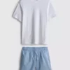 Randigt pyjamas-set med korta shorts
