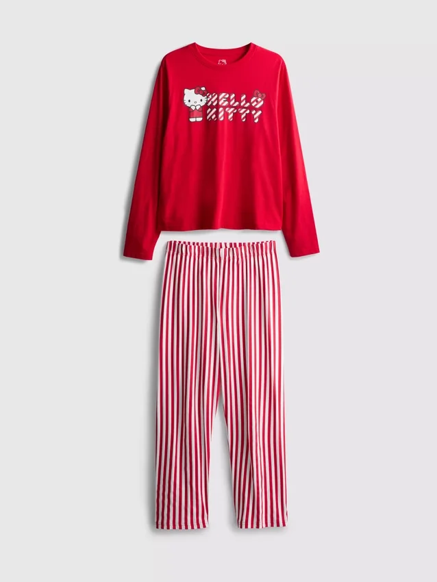 Randigt pyjamaset med Hello Kitty
