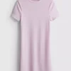 Ribbad, figurnära miniklänning i T-shirt-stil