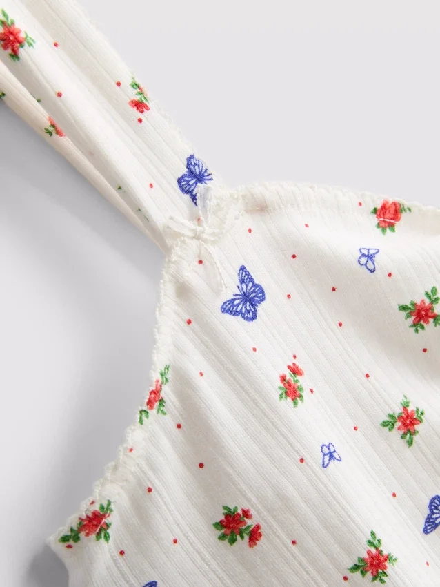Ribbad pyjamasar-cami med fjärilsmönster