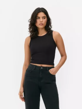 Ribbad tanktop med racerrygg