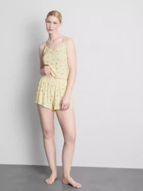 Ribbade pyjamashorts med blommönster