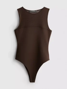 Ärmlös bodysuit med nätinsats