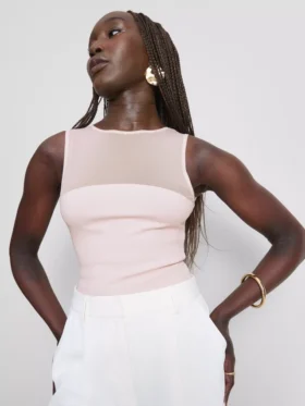 Ärmlös bodysuit med nätinsats