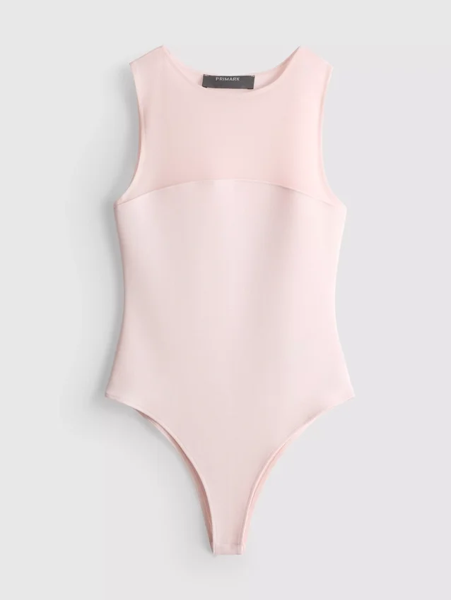 Ärmlös bodysuit med nätinsats