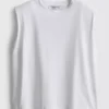Ärmlös T-shirt med vadderade axlar