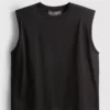 Ärmlös T-shirt med vadderade axlar
