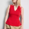 Ärmlös topp med V-ringning och peplum