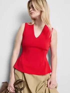 Ärmlös topp med V-ringning och peplum