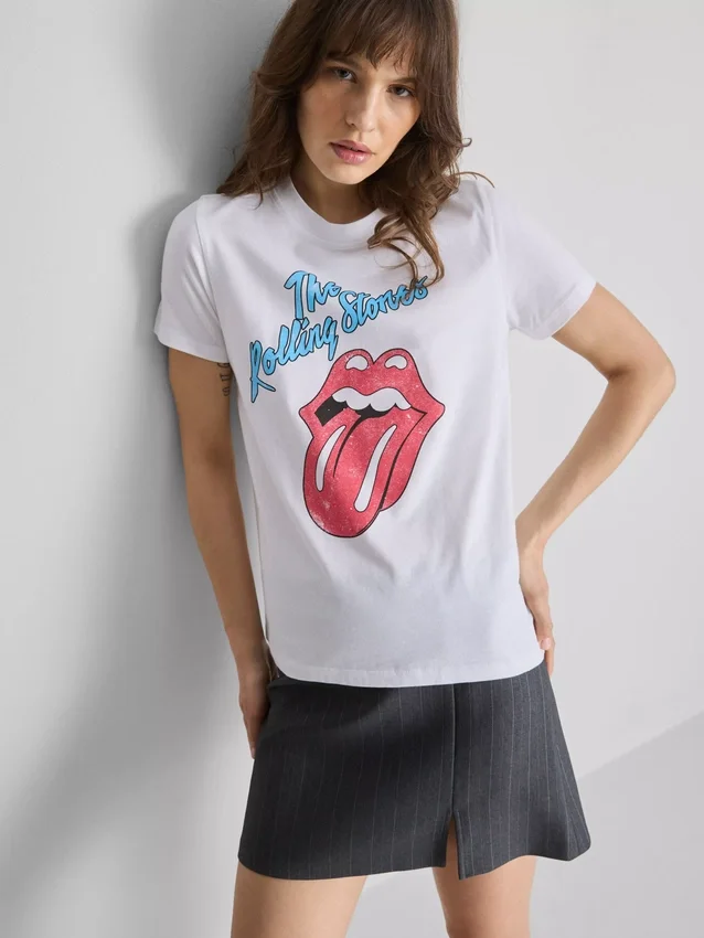 Rolling Stones-T-shirt i bomull med tryck