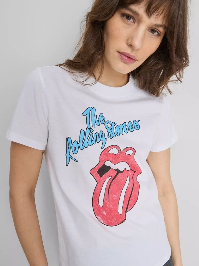Rolling Stones-T-shirt i bomull med tryck