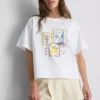 Rät skuren T-shirt i bomull med tryck