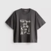 Rät skuren T-shirt i bomull med tryck