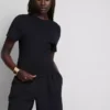 Rätlinjig T-shirt med sömmar i bomullsrik kvalitet