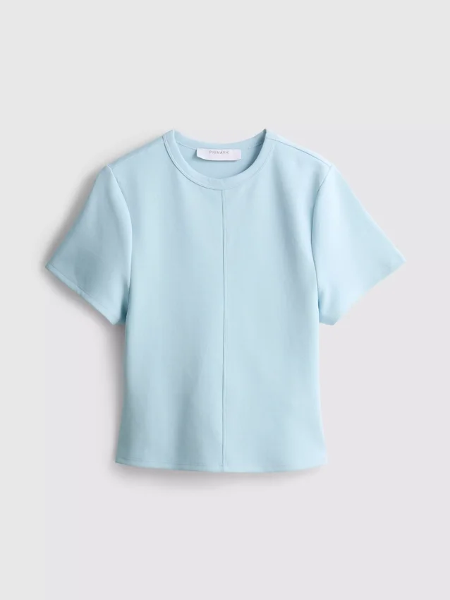 Rätlinjig T-shirt med sömmar i bomullsrik kvalitet