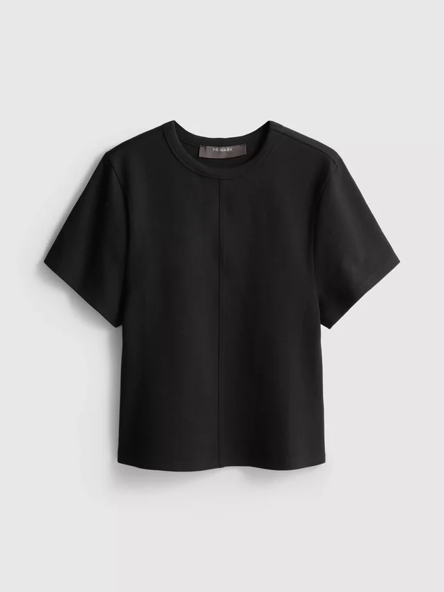 Rätlinjig T-shirt med sömmar i bomullsrik kvalitet