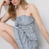 Rynkad peplum-cami-top i gingham